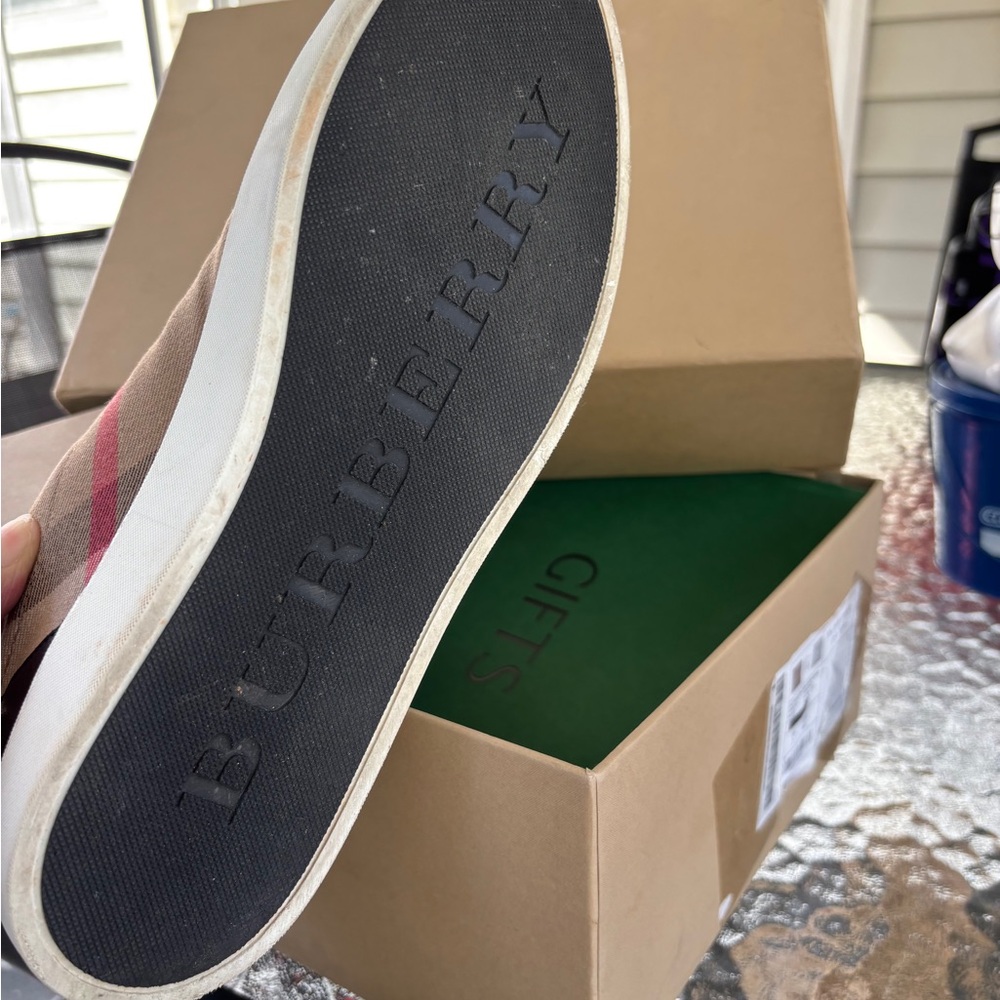 Check Detail Leather Trainer Burberry Sneaker (Size: 40) - Picture 2 of 5